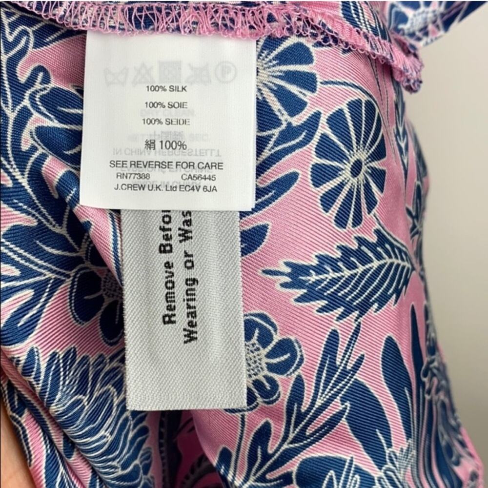 J.Crew x Abigail Borg Floral Silk Tank Top Camisole Pink Blue Size 8 - Picture 9 of 12